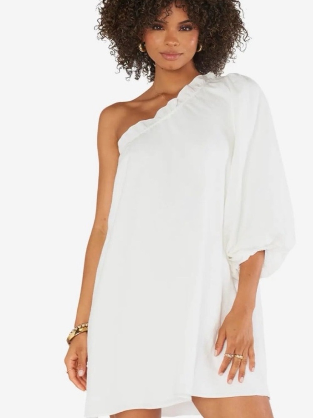 Show Me Your Mumu - White High Volume Linen Mini Dress